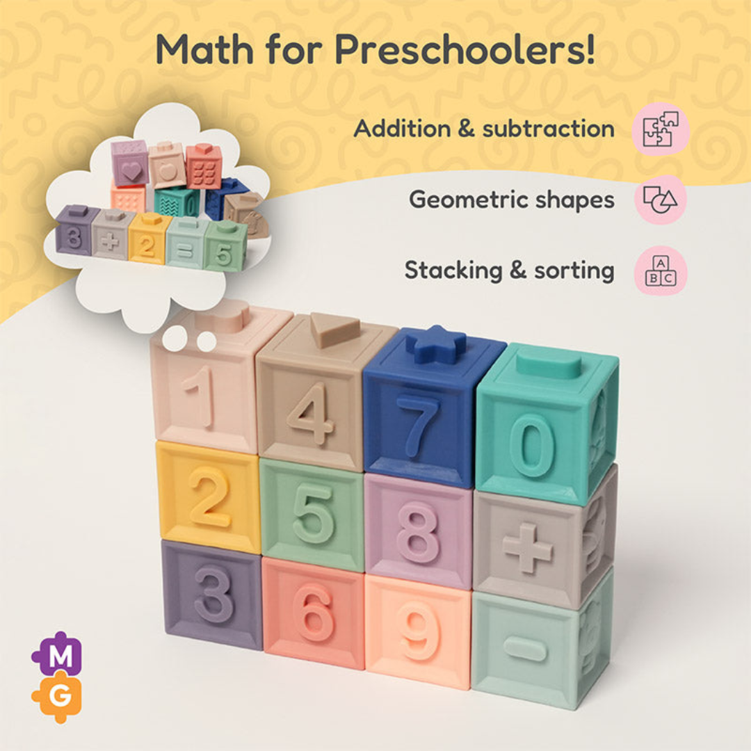 Rasa Sayang Montessori Squeaky Sensory 12-Piece Block Set