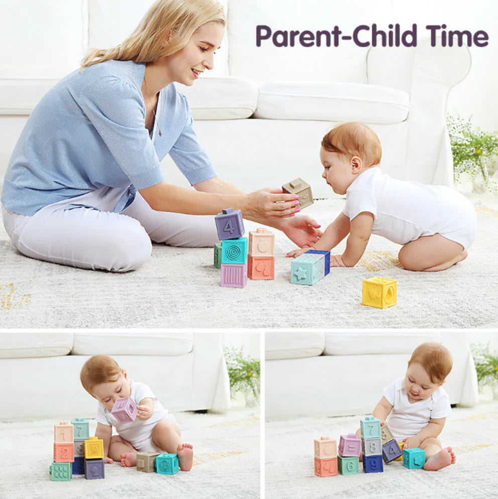Rasa Sayang Montessori Squeaky Sensory 12-Piece Block Set