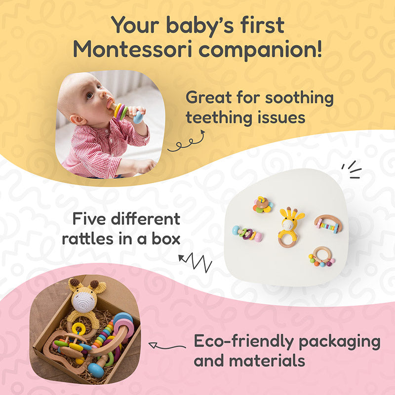 Rasa Sayang Montessori 5-Piece Rattle Gift Set