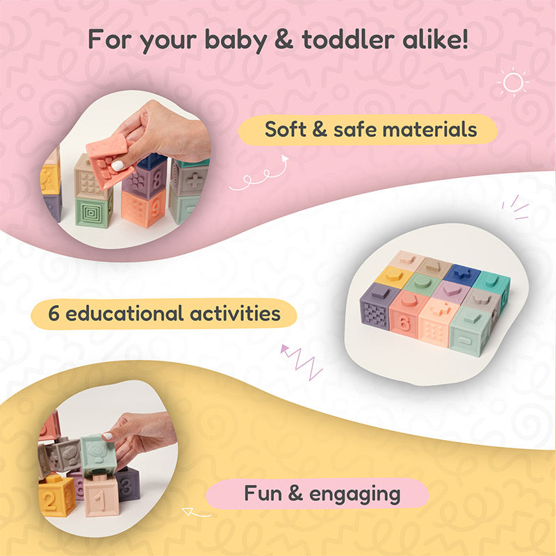 Rasa Sayang Montessori Squeaky Sensory 12-Piece Block Set
