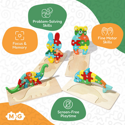 Rasa Sayang Montessori Wooden Puzzles (4-Pack)
